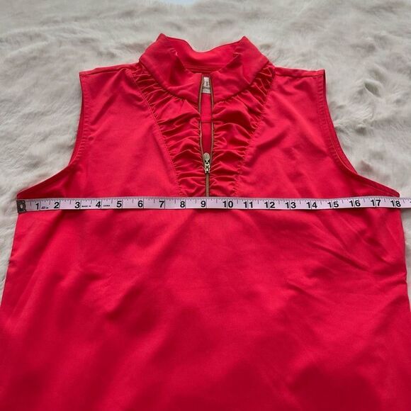 EP Pro Sleeveless Ruffle Golf Tennis Athletic Top Pink Ruffles Gold Zipper M - Picture 11 of 11